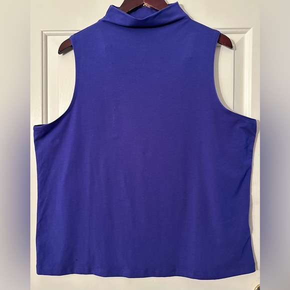 NWT ATHLETA XL Outbound Mock Neck Tank Bright Blue Oversize Arm Holes Cotton Bld - Picture 1 of 9